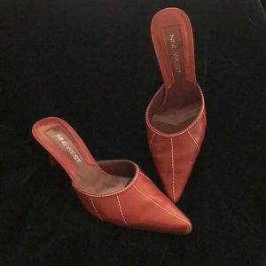 Beautiful red leather mules